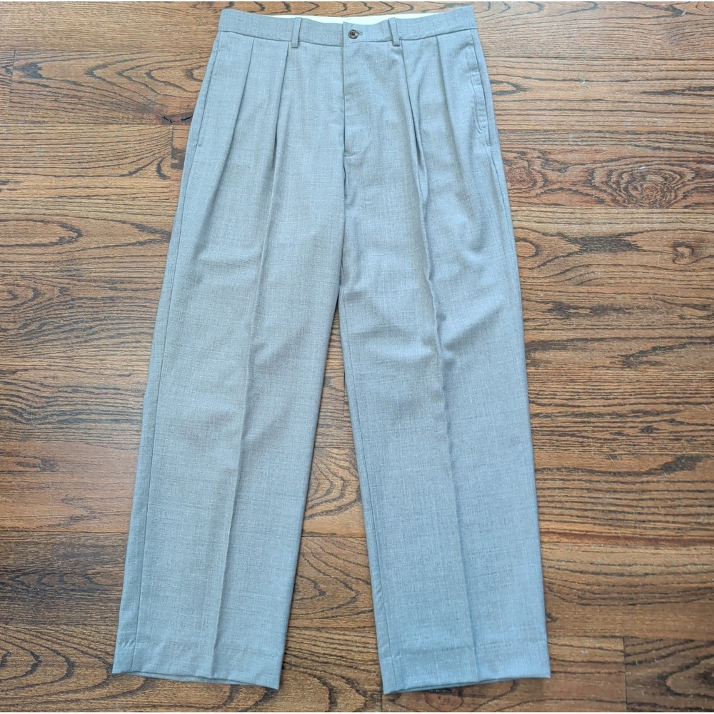 Vtg Polo Golf Ralph Lauren Pants Mens 32x24 Gray Wool Pleated Trousers Preppy